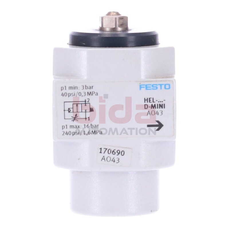 Festo HEL-D-MINI (170690) Einschaltventil / Switch-on valve 16bar