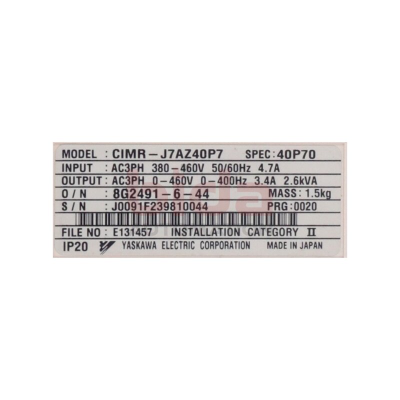 Omron CIMR-J7AZ40P7 Frequenzumrichter / Frequency Converter 380-460V 4,7 A