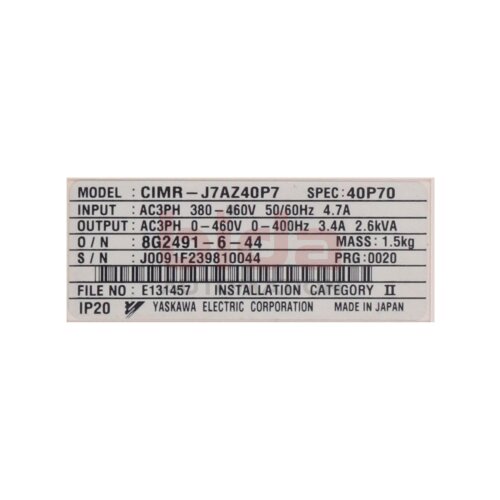 Omron CIMR-J7AZ40P7 Frequenzumrichter / Frequency Converter 380-460V 4,7 A