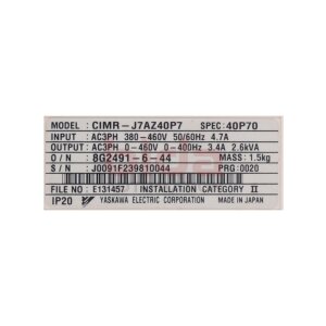 Omron CIMR-J7AZ40P7 Frequenzumrichter / Frequency...