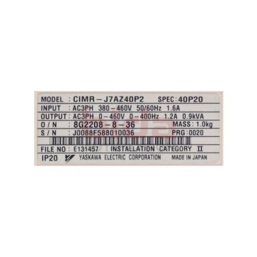 Omron CIMR-J7AZ40P2 Frequenzumrichter / Frequency Converter 380-460V 1,6 A
