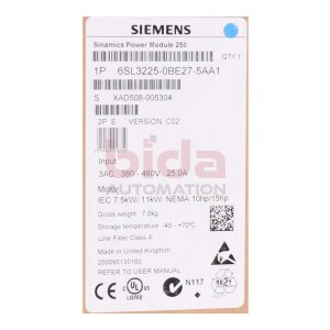 Siemens 6SL3225-0BE27-5AA1 Power Module 3AC 380-480V 25A