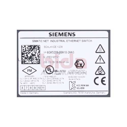 Siemens 6GK5208-0BA10-2AA3 SCALANCE X208 Ethernet Switch