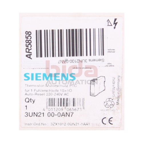 Siemens 3UN2100-0AN7 / 3UN2 100-0AN7 Motorschutzrelais Thermistor Relais