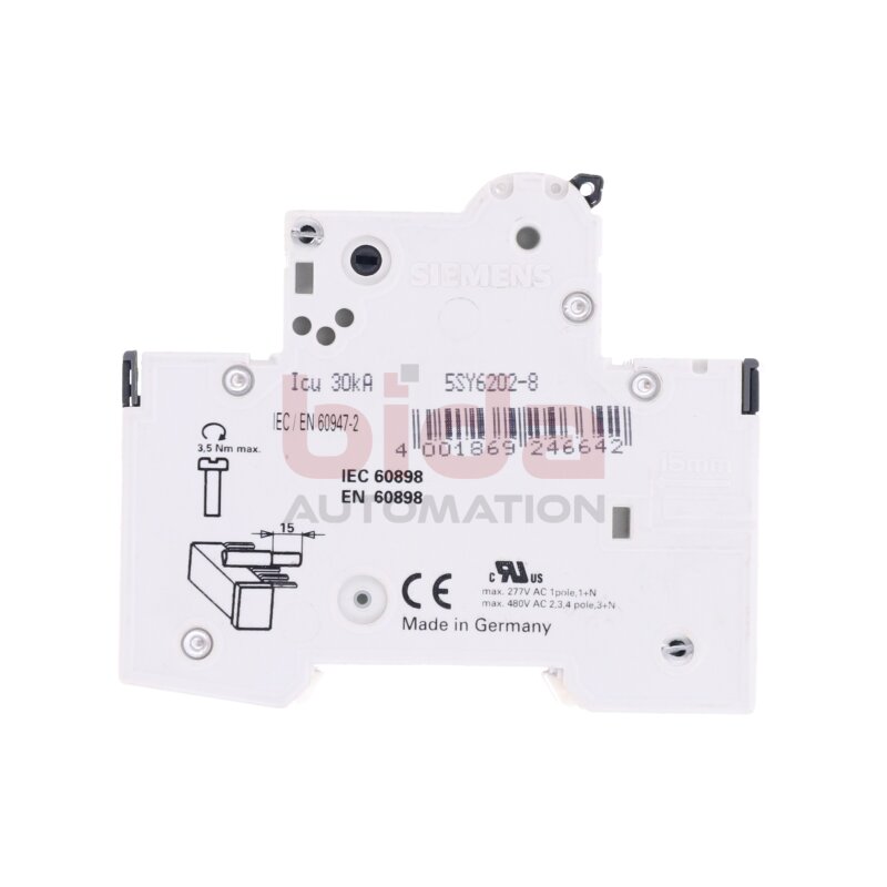 Siemens 5SY62 MCB D2 Leitungsschutzschalter / Circuit Breaker  400V