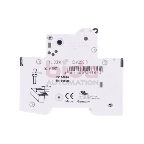 Siemens 5SY62 MCB D2 Leitungsschutzschalter / Circuit Breaker  400V