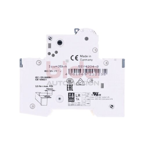 Siemens 5SY42 MCB D4  Leitungsschutzschalter / Circuit Breaker  400V