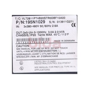 Danfoss VLT2811PT4B20STR0DBF10A00 (195N1029)...