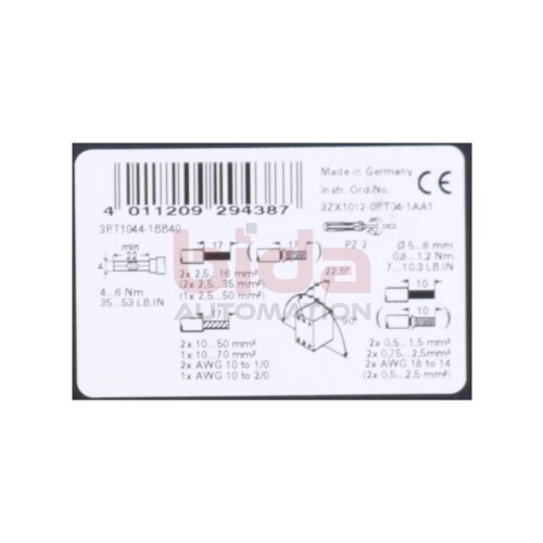 Siemens 3RT1044-1BB40 (3RT1044-1B..0) Leistungssch&uuml;tz / Power Contactor 24 VDC