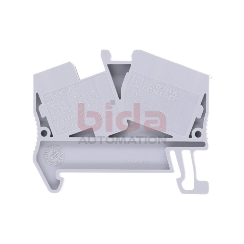 Phoenix Contact STS 2,5-TWIN (800V 2,5mm&sup2; 600V 20A) Durchgangs-Rheihenklemme /  Feed-Through Terminal Block