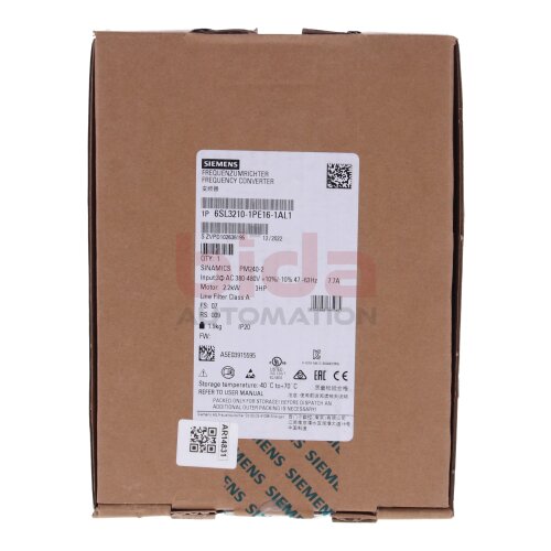 Siemens 6SL3210-1PE16-1AL1 / 6SL3 210-1PE16-1AL1 Frequenzumrichter / Frequency Converter 380-480V