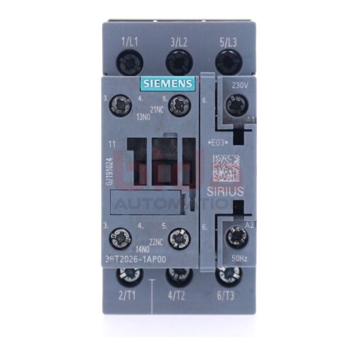 Siemens 3RT2026-1AP00 Leistungssch&uuml;tz / Power Contactor 24A 11kW 400V