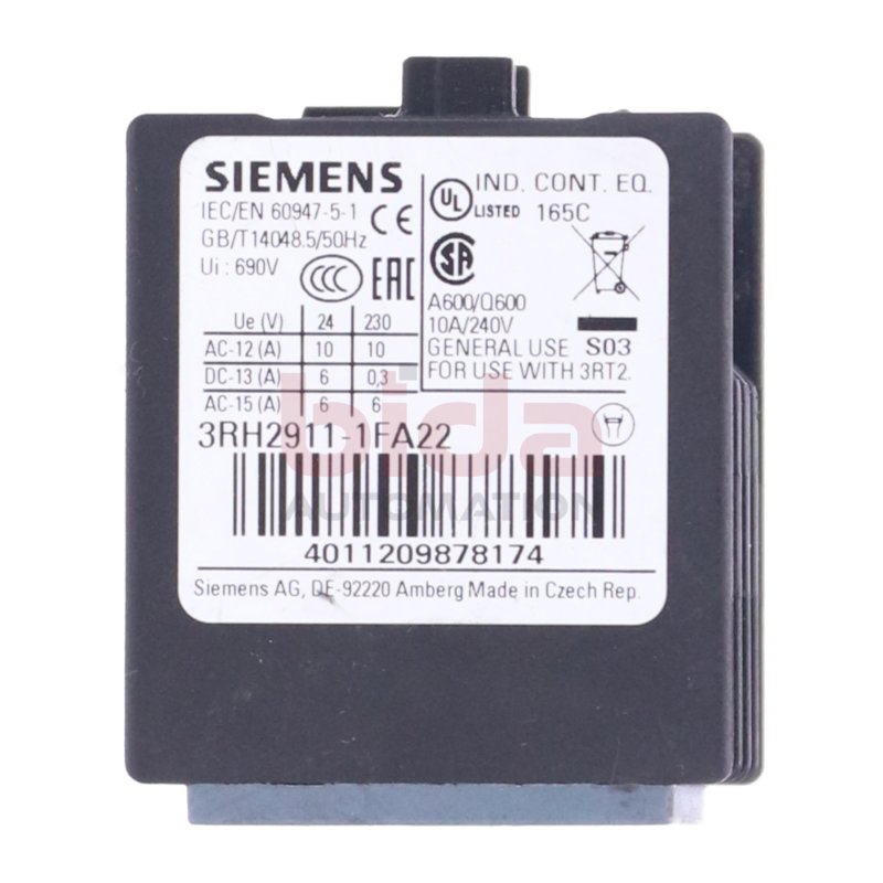 Siemens 3RH2911-1FA22 Hilfsschalter / Auxiliary switch 10A 240V