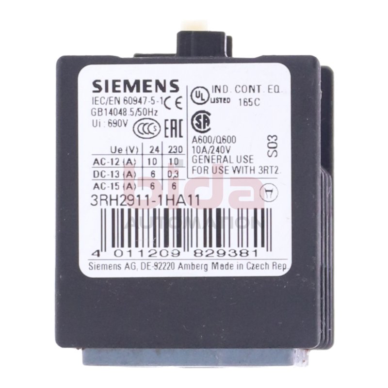 Siemens 3RH2911-1HA11 Hilfsschalter / Auxiliary switch 10A 240V