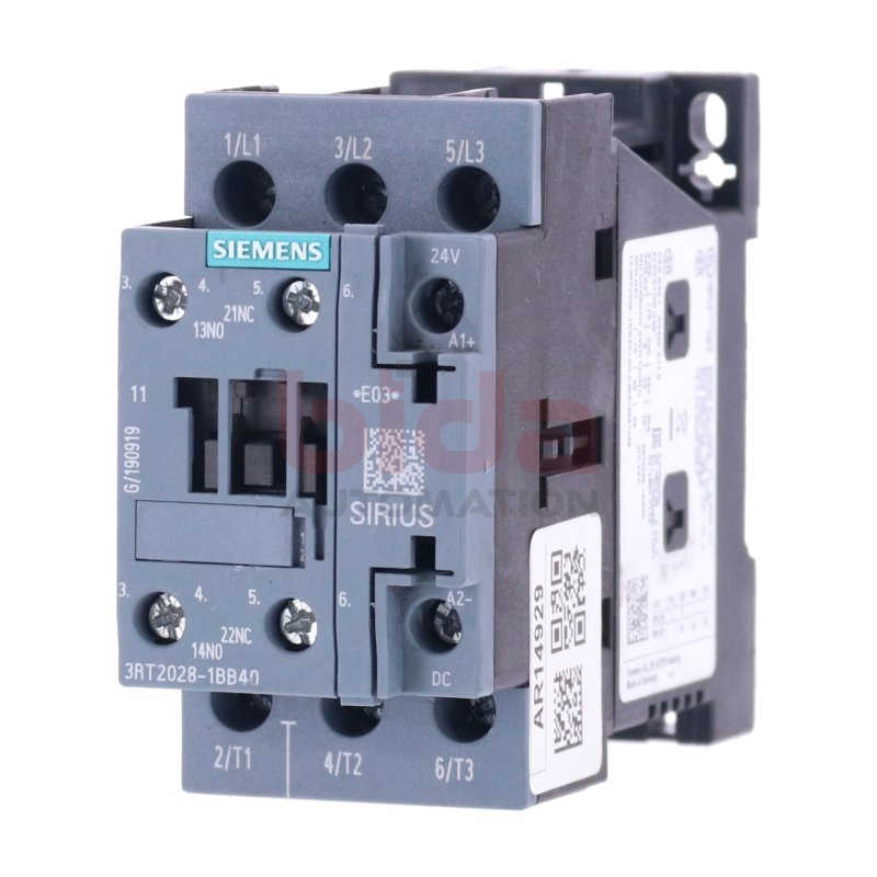 Siemens 3RT2028-1BB40 Leistungssch&uuml;tz / Power Contactor 24VDC 400V 18,5kW 38A