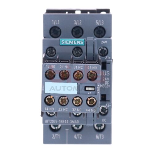 Siemens 3RT2025-1BB44-3MA0 / 3RT2 025-1BB44-3MA0 Leistungssch&uuml;tz / Power Contactor 17A 7,5kW 400V 24VDC