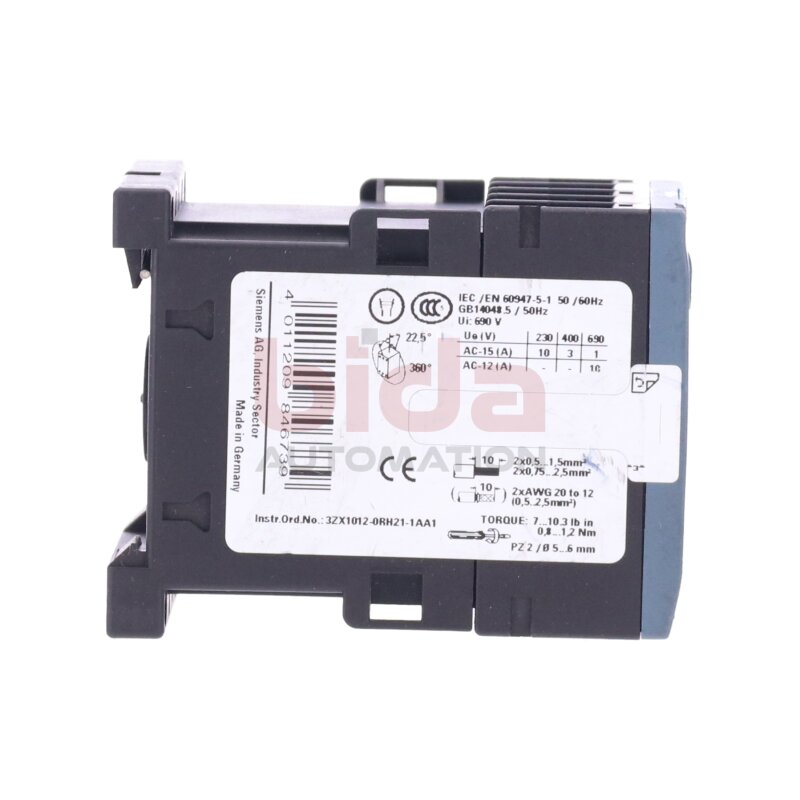 Siemens 3RH2122-1SB40 Koppelhilfssch&uuml;tz / Coupling auxiliary contactor 10A  240VAC