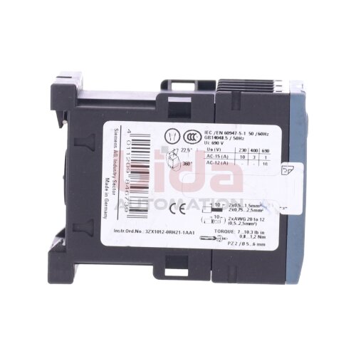 Siemens 3RH2122-1SB40 Koppelhilfssch&uuml;tz / Coupling auxiliary contactor 10A  240VAC
