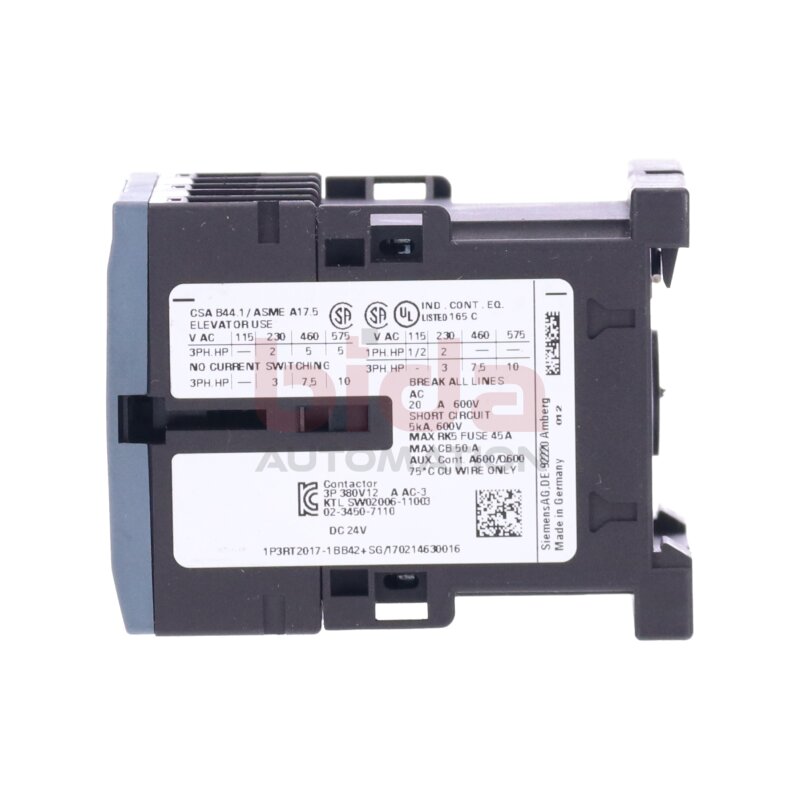 Siemens 3RT2017-1BB42 Leistungssch&uuml;tz / Power Contactor 12A 5,5kW 400V 24VDC