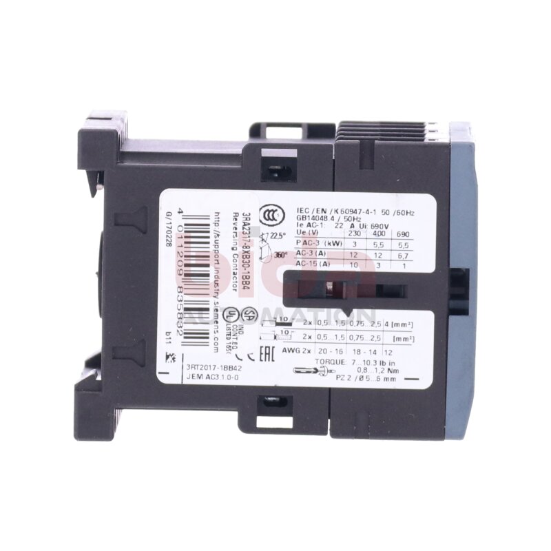 Siemens 3RT2017-1BB42 Leistungssch&uuml;tz / Power Contactor 12A 5,5kW 400V 24VDC