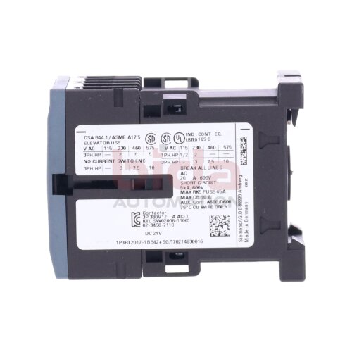 Siemens 3RT2017-1BB42 Leistungssch&uuml;tz / Power Contactor 12A 5,5kW 400V 24VDC