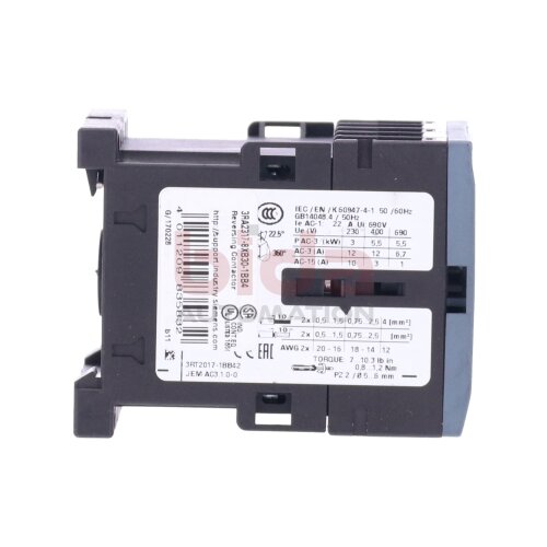 Siemens 3RT2017-1BB42 Leistungssch&uuml;tz / Power Contactor 12A 5,5kW 400V 24VDC