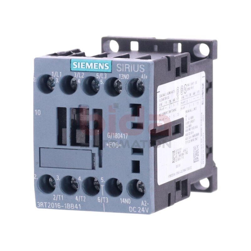 Siemens 3RT2016-1BB41 Leistungssch&uuml;tz / Power Contactor 9A 4kW 400V 24VDC