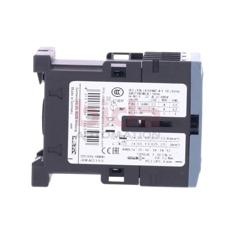 Siemens 3RT2016-1BB41 Leistungssch&uuml;tz / Power Contactor 9A 4kW 400V 24VDC