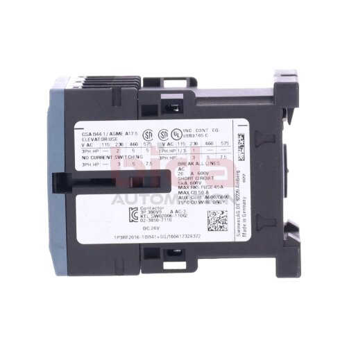 Siemens 3RT2016-1BB41 Leistungssch&uuml;tz / Power Contactor 9A 4kW 400V 24VDC