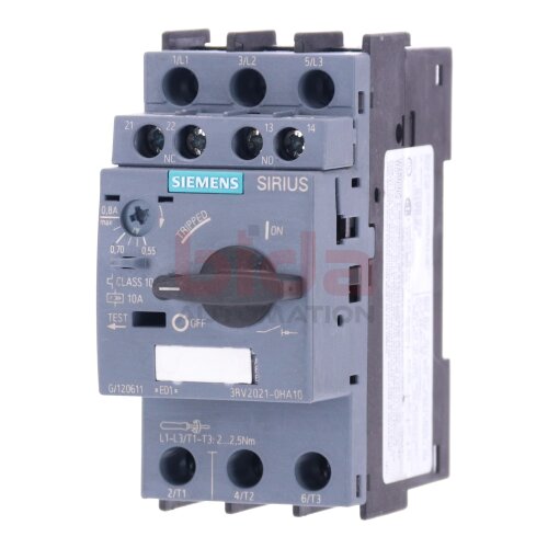 Siemens 3RV2021-0HA10 / 3RV2 021-0HA10 Leistungsschalter / Circuit Breaker 10A