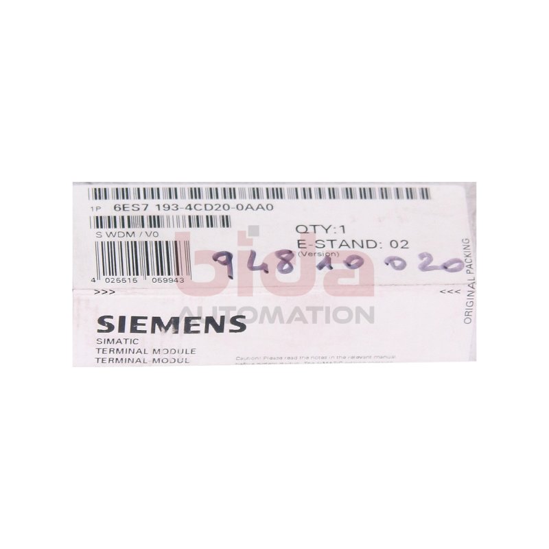 Siemens 6ES7193-4CD20-0AA0 / 6ES7 193-4CD20-0AA0 SIMATIC DP, Terminalmodul