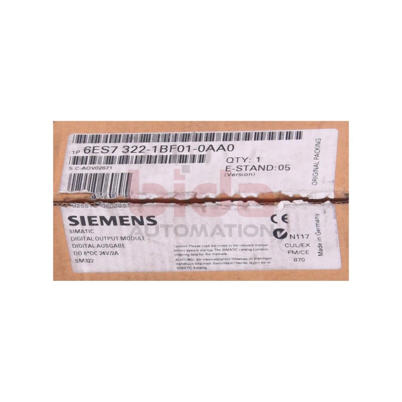 Siemens 6ES7322-1BF01-0AA0 / 6ES7 322-1BF01-0AA0 Digitalausgabe / Digital Output 24V 2A