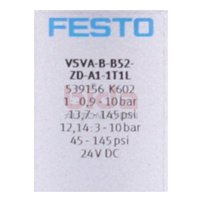 Festo VSVA-B-B52-ZD-A1-1T1L (539156) Magnetventil / Solenoid Valve  0,9-10bar 24VDC