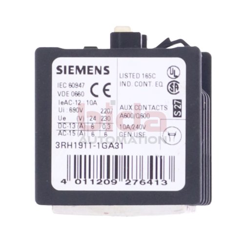 Siemens 3RH1911-1GA31 Hilfsschalterblock / Auxiliary Switch Block 10A 240V