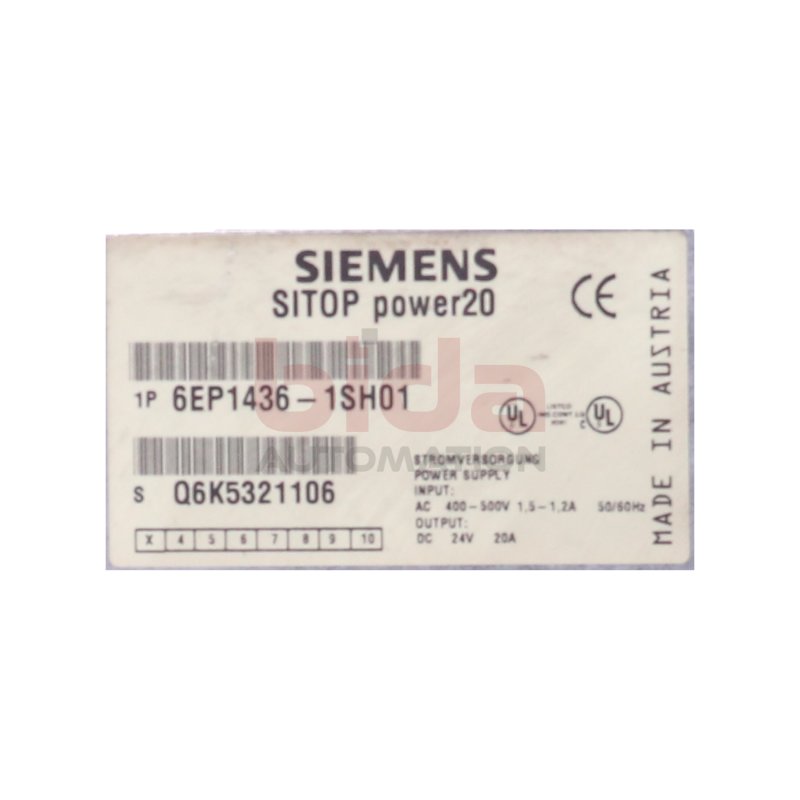 Siemens 6EP1436-1SH01 Stromversorgung / Power Supply 24V 20A 400-500V 1,5-1,2A