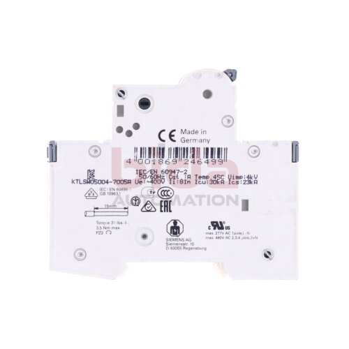 Siemens 5SY6206-7 / 5SY6 206-7 MCB C6 Leitungsschutzschalter / Circuit Breaker 400V