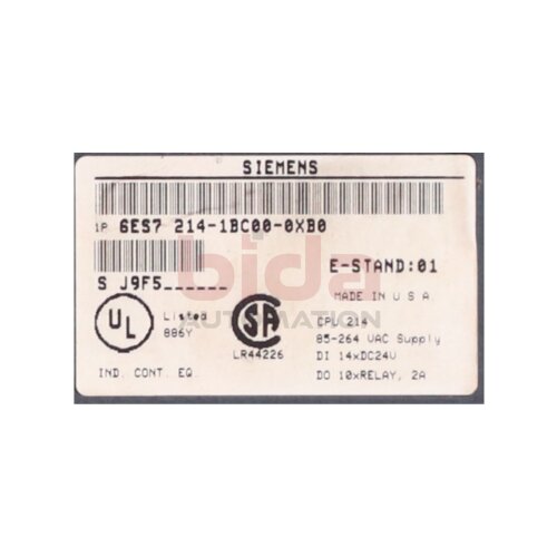 Siemens 6ES7 214-1BC00-0XB0 / 6ES7214-1BC00-0XB0  Kompaktmodul / Compact Module 24V 2A