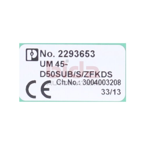 Phoenix Contact UM 45-D50SUB/S/ZFKDS (2293653) &Uuml;bergabemodul / Transfer Module