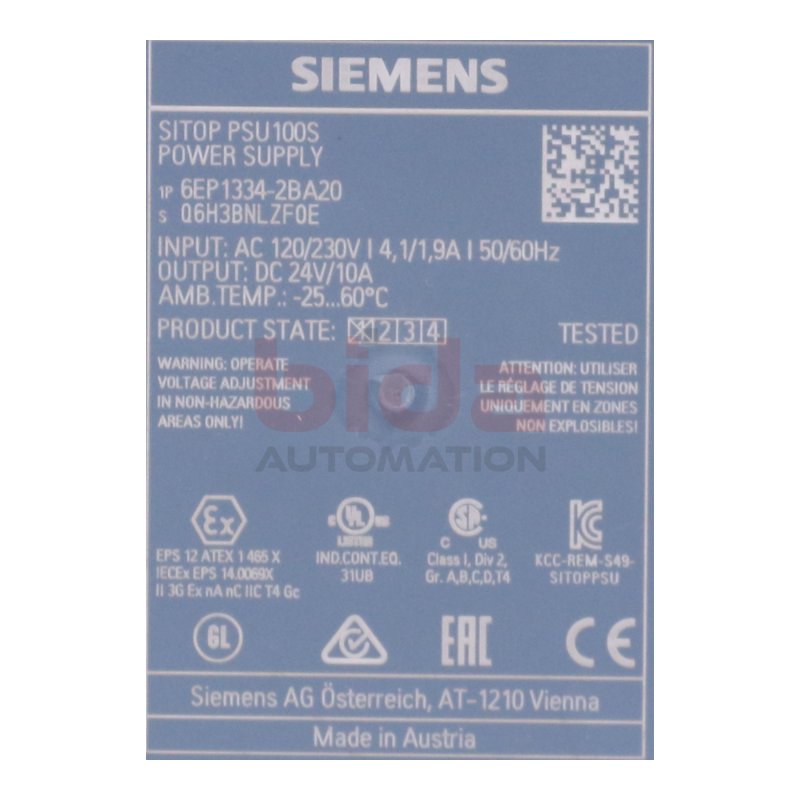 Siemens 6EP1334-2BA20 Stromversorgung / Power Supply 24V 10A