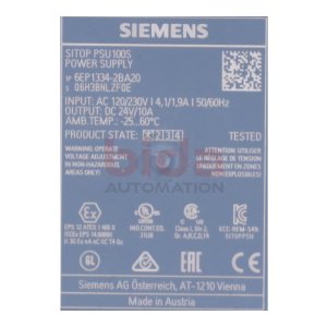 Siemens 6EP1334-2BA20 Stromversorgung / Power Supply 24V 10A