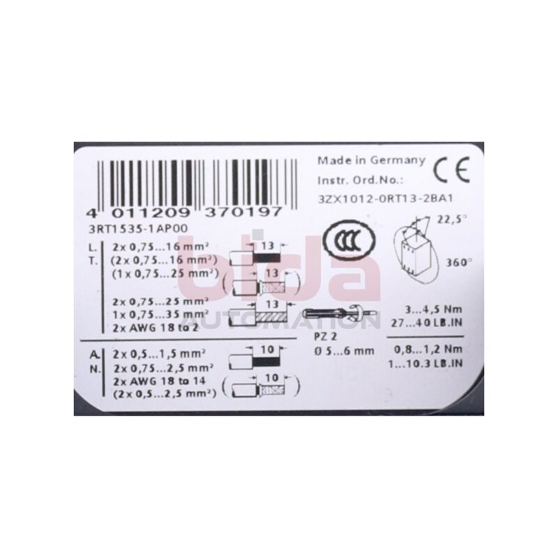 Siemens 3RT1535-1AP00 (3RT1535-1A..0) 3RT1 535-1AP00  Leistungssch&uuml;tz / Power Contactor 230V