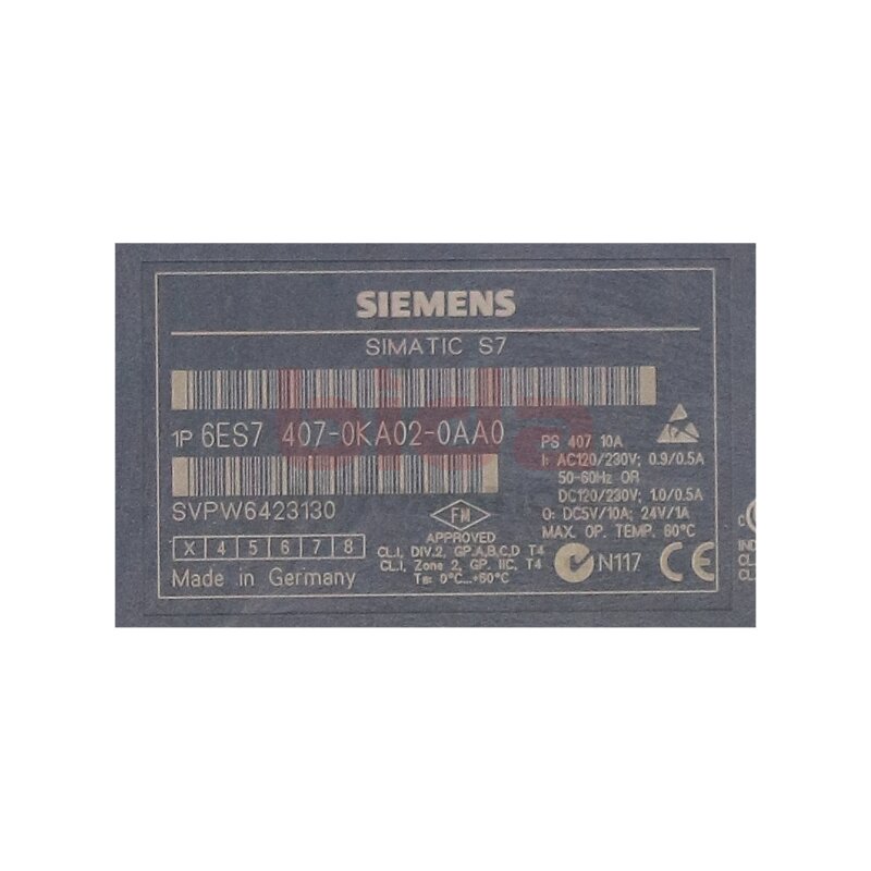 Siemens 6ES7 407-0KA02-0AA0 / 6ES7407-0KA02-0AA0 Stromversorgung / Power Supply 120/230V 10A