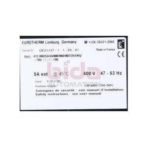 Eurotherm 472 000/53/43/000/060/002/26/ENG/ Prüfer /...
