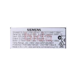 Siemens 6SL3211-0AB17-5BA1 / 6SL3 211-0AB17-5BA1...