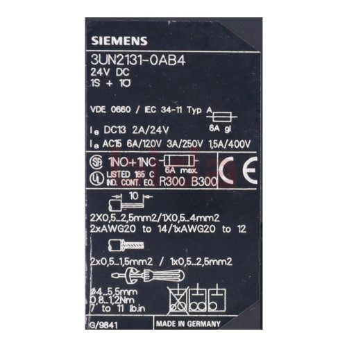 Siemens 3UN2131-0AB4 KALTLEITER-AUSLOESEGERAET / COLD CONDUCTOR RELEASE UNIT 24 VDC