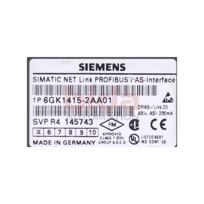 Siemens 6GK1415-2AA01  6GK1 415-2AA01 SIMATIC NET, DP/AS-INTERFACE