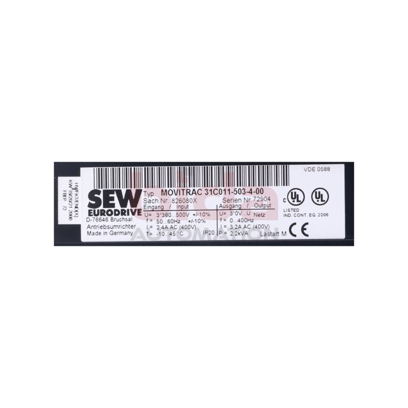 SEW MOVITRAC 31C011-503-4-00 Frequenzumrichter / Frequency Converter 3x380..500V 2,4A