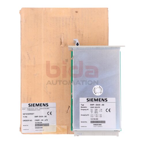 Siemens SMP-E430-A6 (C8451-A6-A76) Stromversorgung / Power Supply 15A