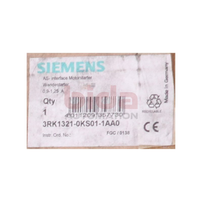 Siemens 3RK1321-0KS01-1AA0 / 3RK1 321-0KS01-1AA0 AS-INTERFACE MOTORSTARTER 24V