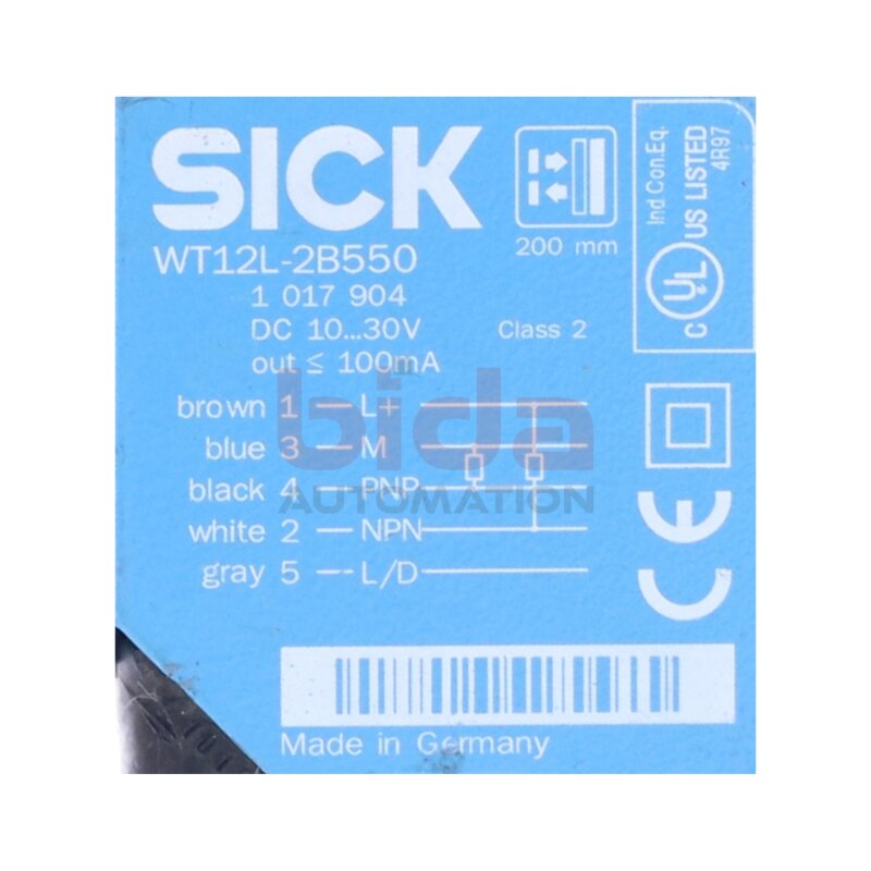 Sick WT12L-2B550 (1017904) Lichtschranke / Photoelectric Barrier 10...30V 100mA